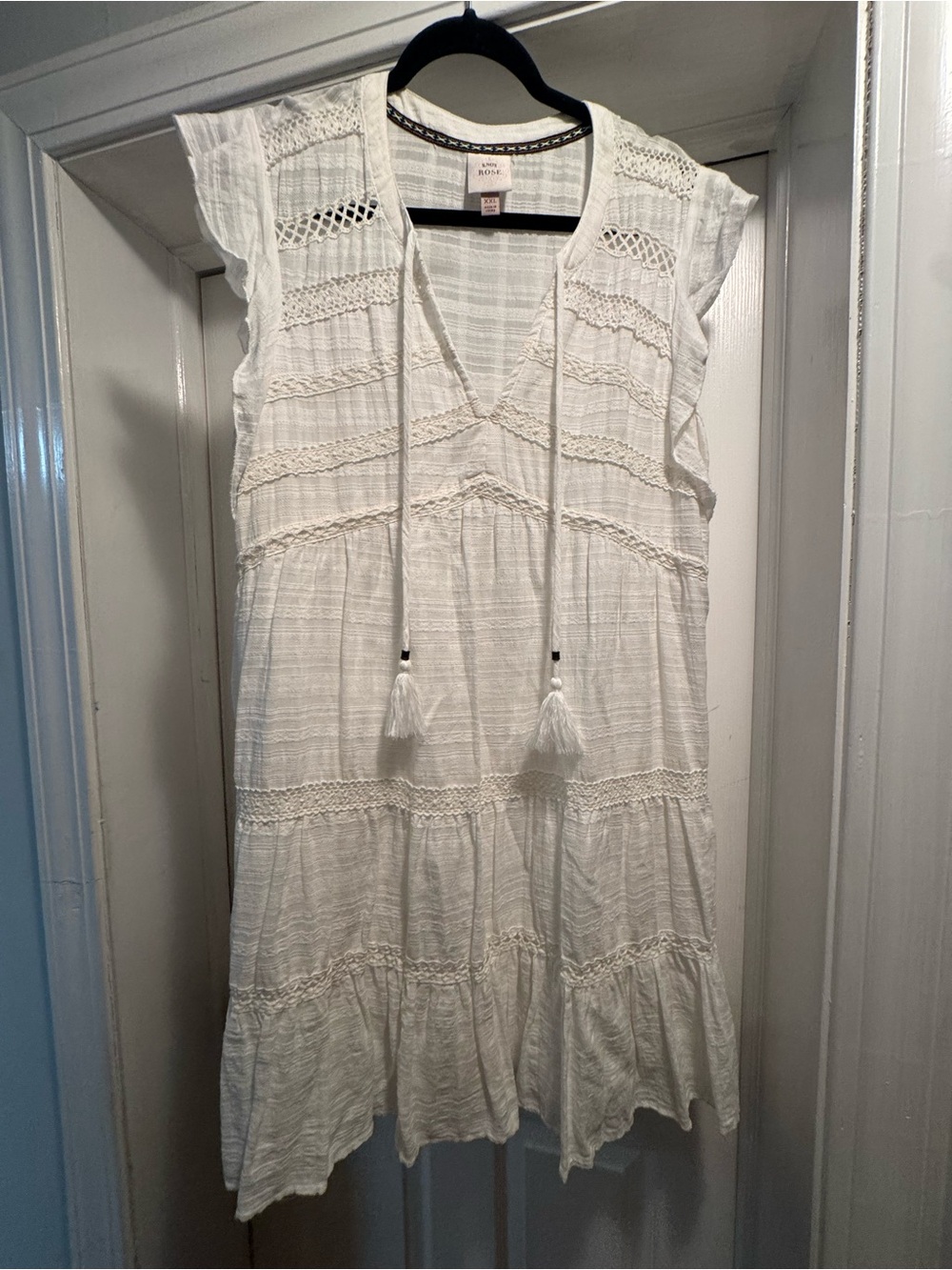 Knox Rose White Boho Tassel Mini Dress